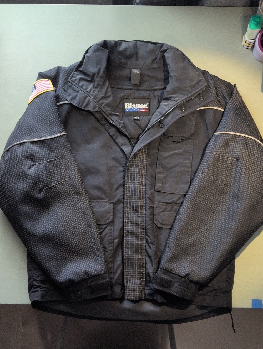 Blauer Men's Black Military Field Jacket with Patch Detail